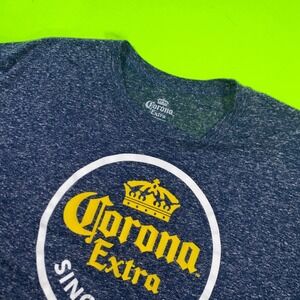 Corona Extra Beer Graphic T-Shirt Mens XL Navy Blue Linen Blend Since 1925